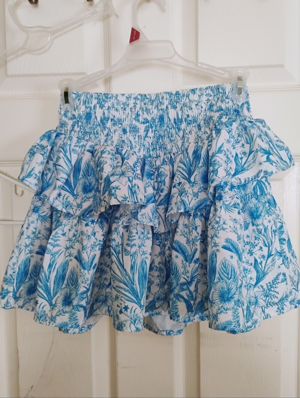 Layered Skirt XS Blue & White Floral Ruffles